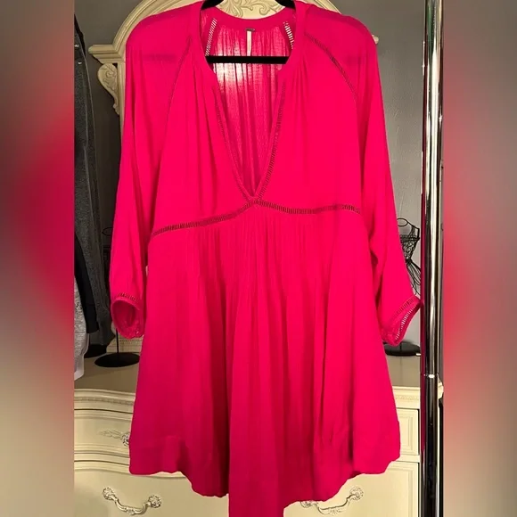 Free People | Dresses | Free People Hot Pink Dress Size Large | Poshmark